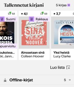 BookBeatin tallennetut